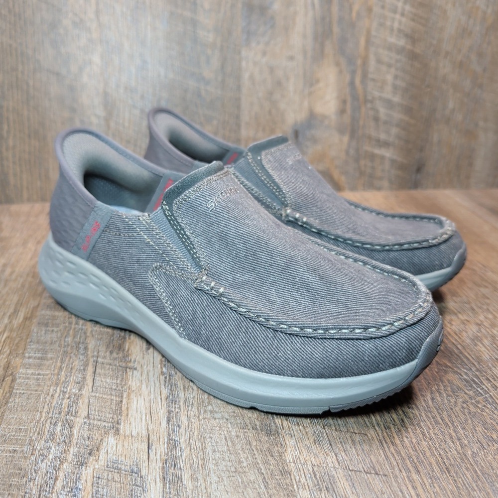 Skechers Parson Dewitt Mens Size 8 WW Wide Charcoal Slip-Ins Loafer 204806WW